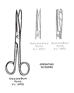 Operating Scissors- Sharp/Blunt- 4 1/2  Straight